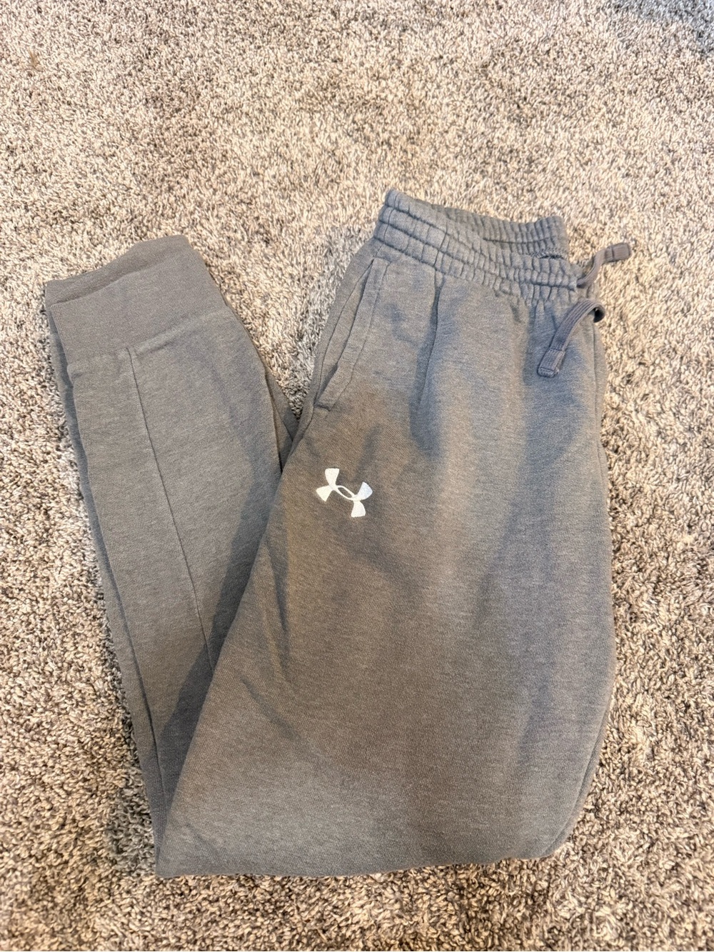 Under Armour Kids Gray Jogger Sweatpants with White Logo
